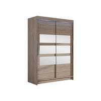 KLEIDERSCHRANK Miami V, mit RGB LED Beleuchtung - Silberfarben/Trüffeleichefarben, Holzwerkstoff/Kunststoff (120/200/58cm) - MIRJAN24
