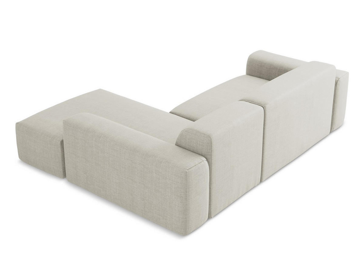 POUF Strukturstoff Beige - Creme/Schwarz, Holzwerkstoff/Kunststoff (75/37/75cm) - Makamii