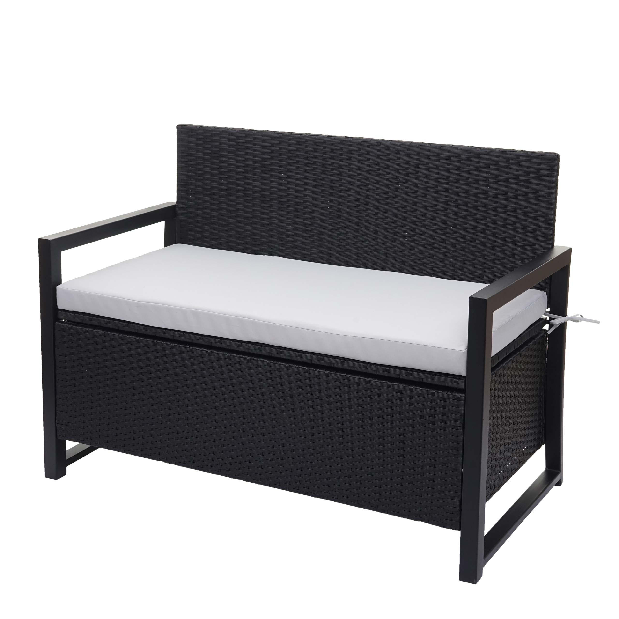 POLY-RATTAN 2ER SITZBANK Anthrazit, Grau - Anthrazit/Grau, Kunststoff (117/87/57cm) - MCW