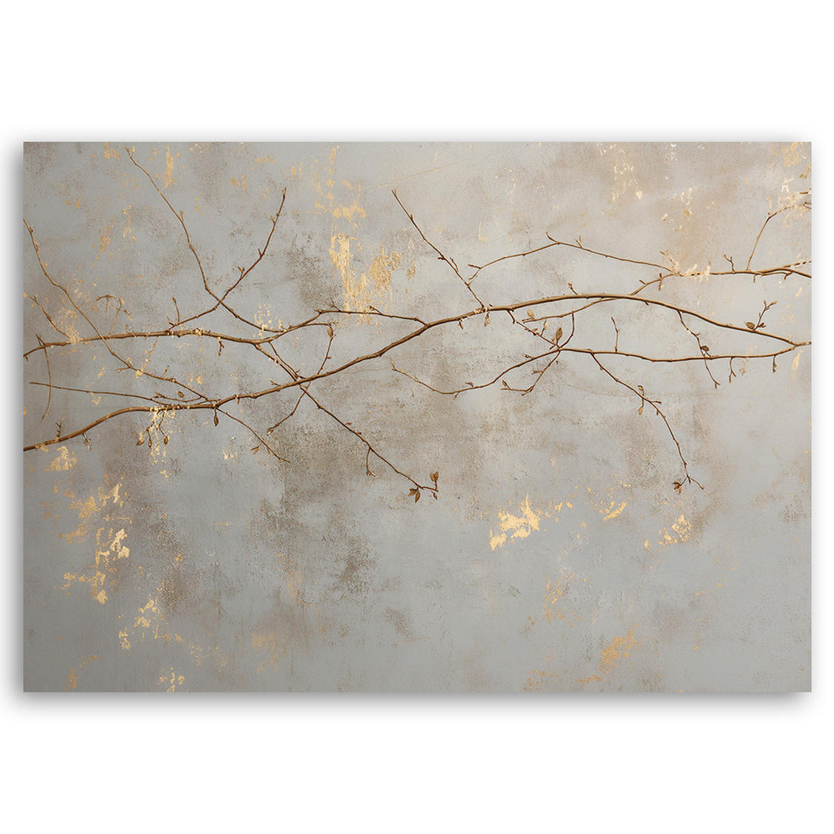 WANDBILD blätter zweige natur - Grau, Textil (60/40cm) - Feeby