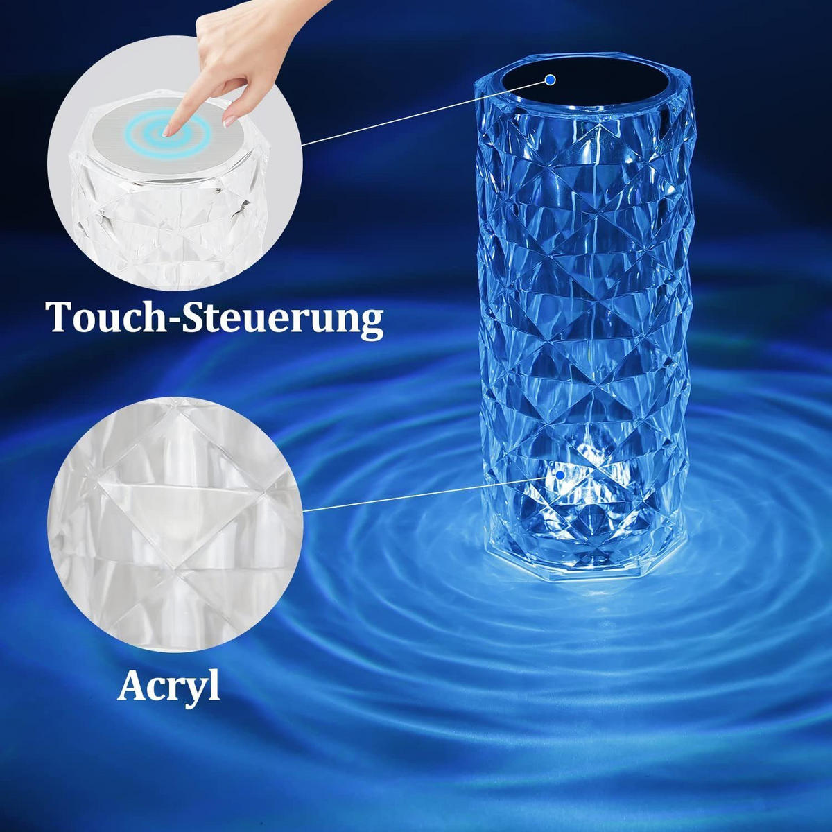 LED-TISCHLEUCHTE Juwel 9/9/21 cm - Transparent, Kunststoff (9/9/21cm) - Nettlife