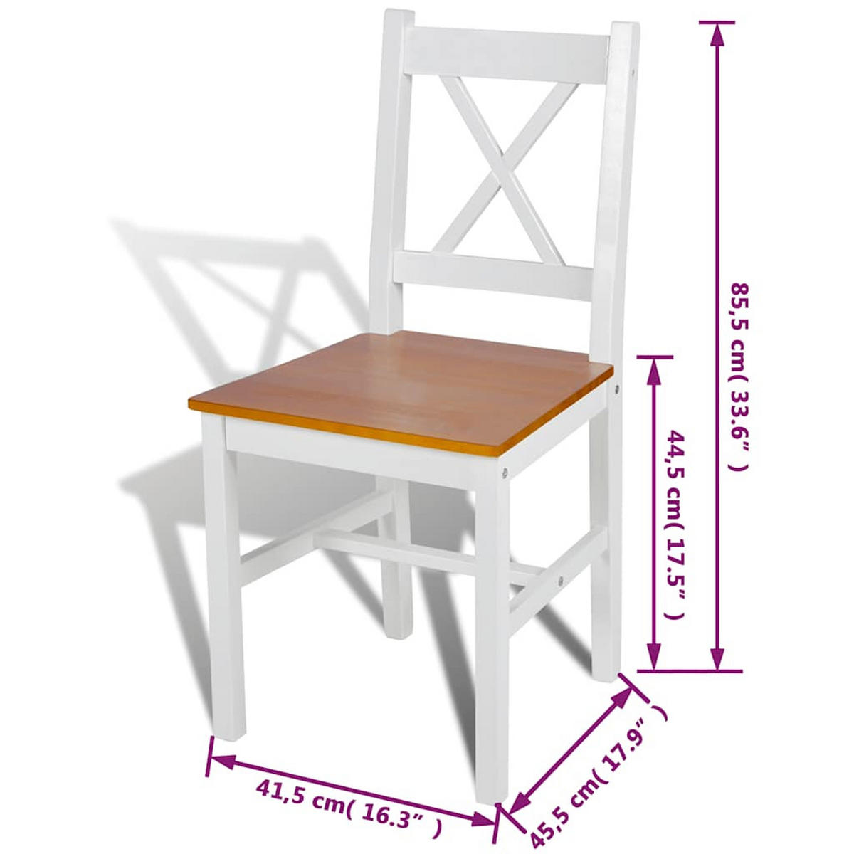 ESSZIMMERSTÜHLE 4Er Set Weiss Kiefernholz - Weiß, Holz (45.5/85.5/41.4cm) - vidaXL