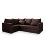 ECKSOFA LIRENO L-S Braun Plüsch-Stoff mit Schlaffunktion - Braun, Holz (220/153cm) - MASSENO