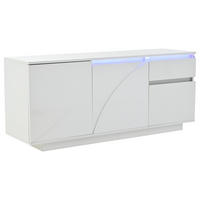 SIDEBOARD Weiß Hochglanz mit LED & 3 Türen 1 Schublade 140×40×60 cm - Weiß, Holzwerkstoff (140/60/40cm) - Urban Meuble