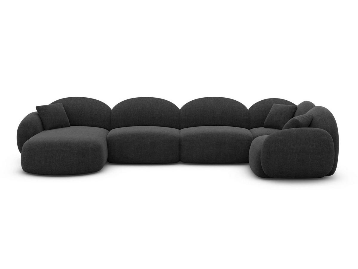 WOHNLANDSCHAFT Mirello U-Form Schwarz Strukturstoff - Schwarz, Textil (333/77/193cm)