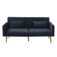 SCHLAFSOFA 180/75/82 cm in Schwarz – mit Samtbezug und verstellbarer Rückenlehne - Schwarz, Textil (180/82/75cm) - BEAOK