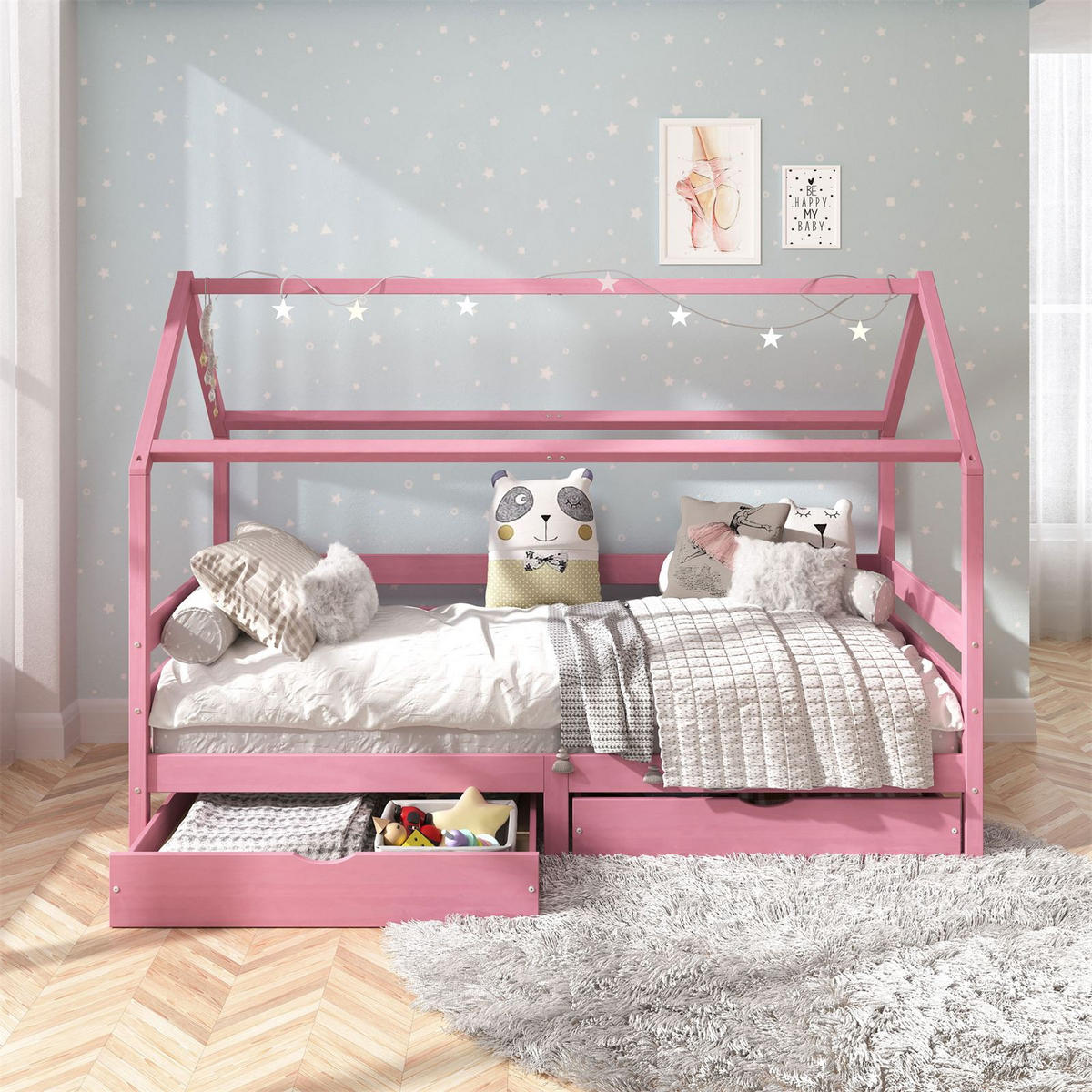 HAUSBETT CLIA 90X200 CM - Rosa, Holz (96/145/206cm) - IDIMEX