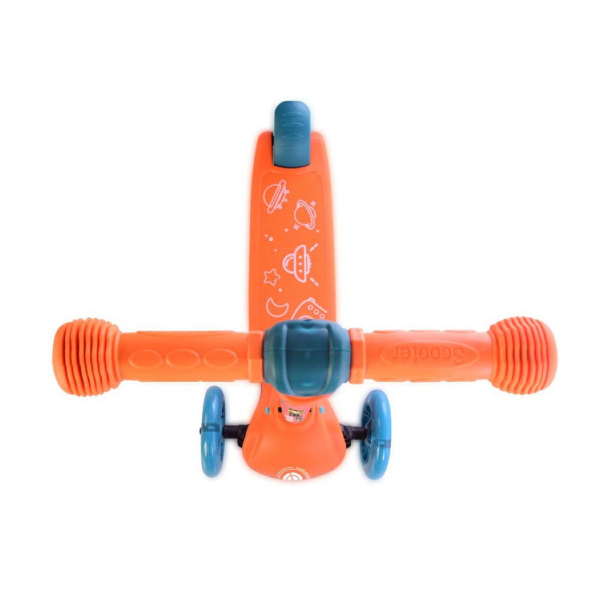 KINDERROLLER Tamtam 3 Räder orange höhenverstellbar, Leuchträder, Fußbremse - Orange, Metall (52/26/77cm) - Lorelli