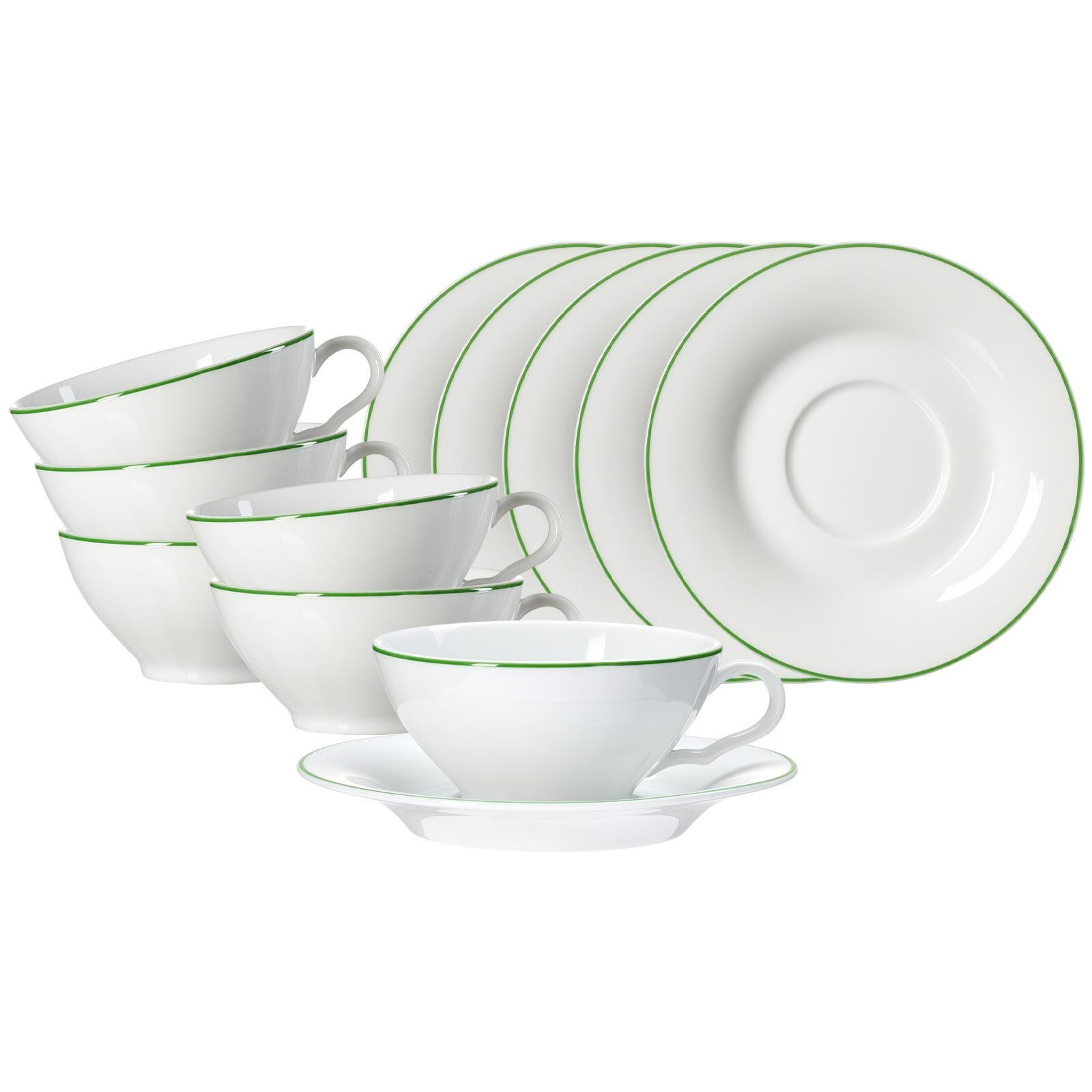 TEETASSEN MIT UNTERTASSEN Ostfriese Grün 100 ml 6er Set - Grün, Keramik (100L) - Ritzenhoff Breker