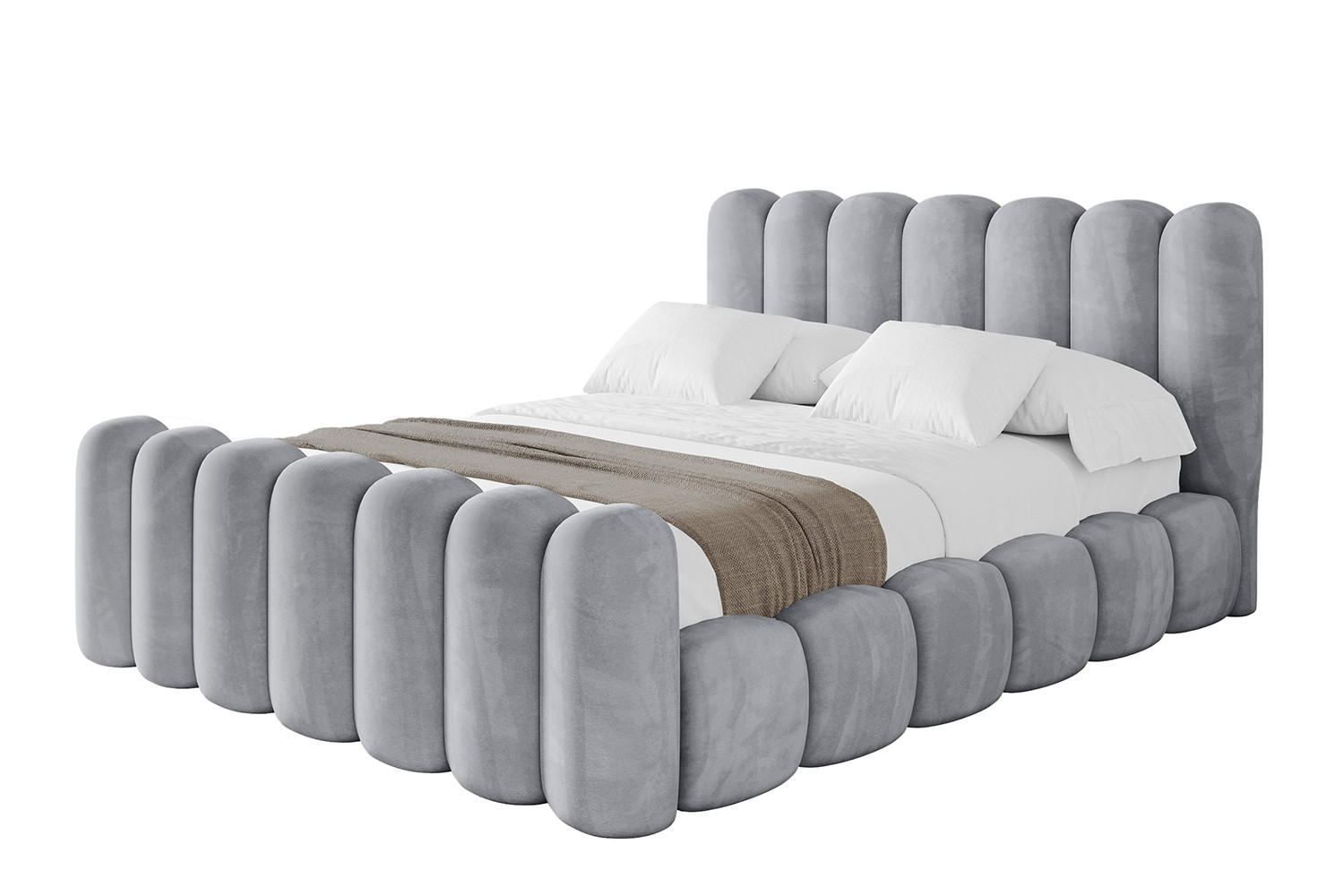 POLSTERBETT mit Bettkasten, Fußteil und Lattenrost, Boxbett ohne Matratze - SENA-Z 120x200 Hellgrau - Hellgrau, Holzwerkstoff/Textil (120/200cm) - ALTDECOR