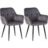 ARMLEHNENSTUHL 2er Set Samt grau - Schwarz/Grau, Textil/Metall (56.5/84/61cm) - CLP