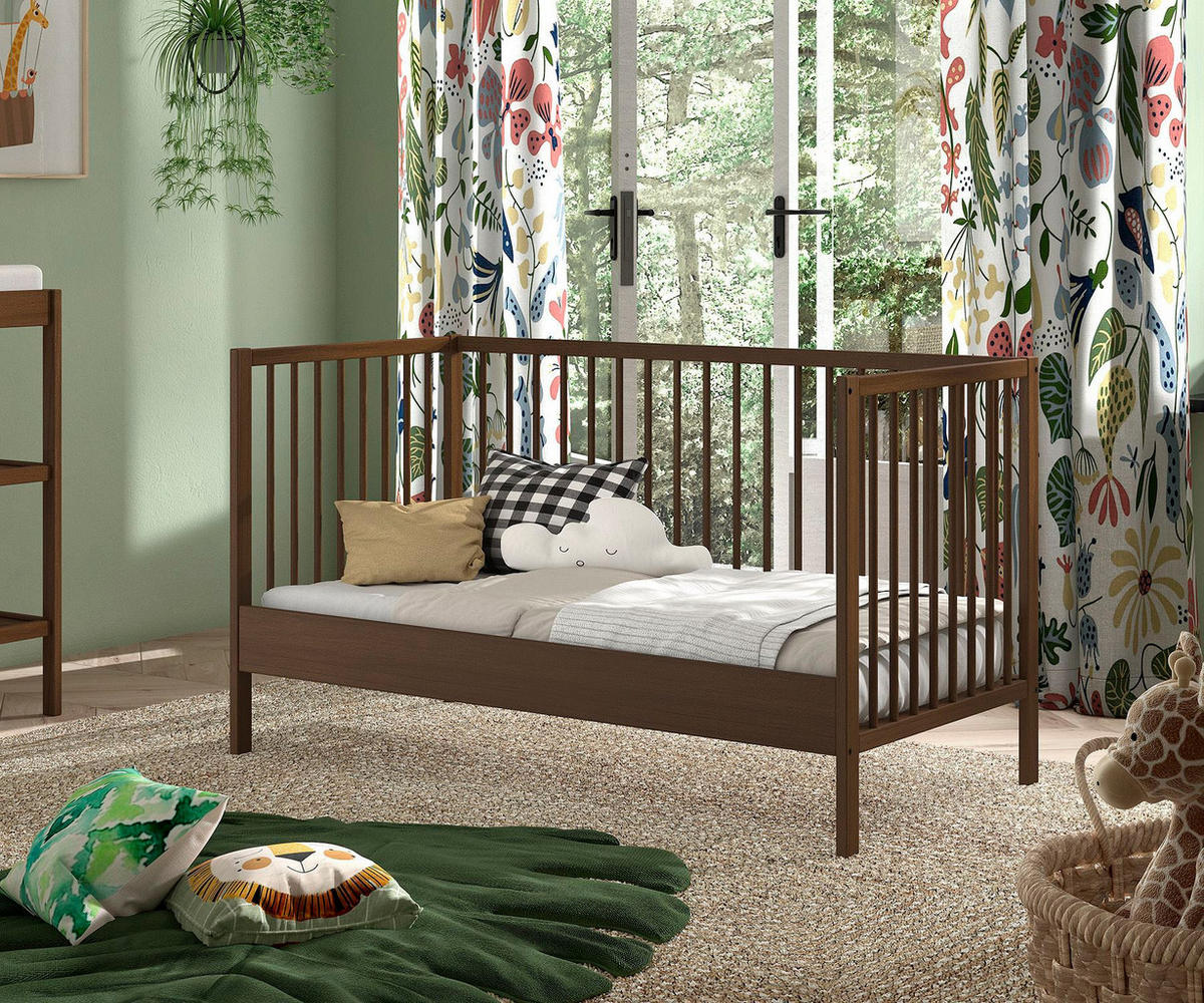 GITTERBETT Keira zum Juniorbett umbaubar Buche massiv nussbaum - Nussbaumfarben, Holz (70/140cm) - 58aufmkessel