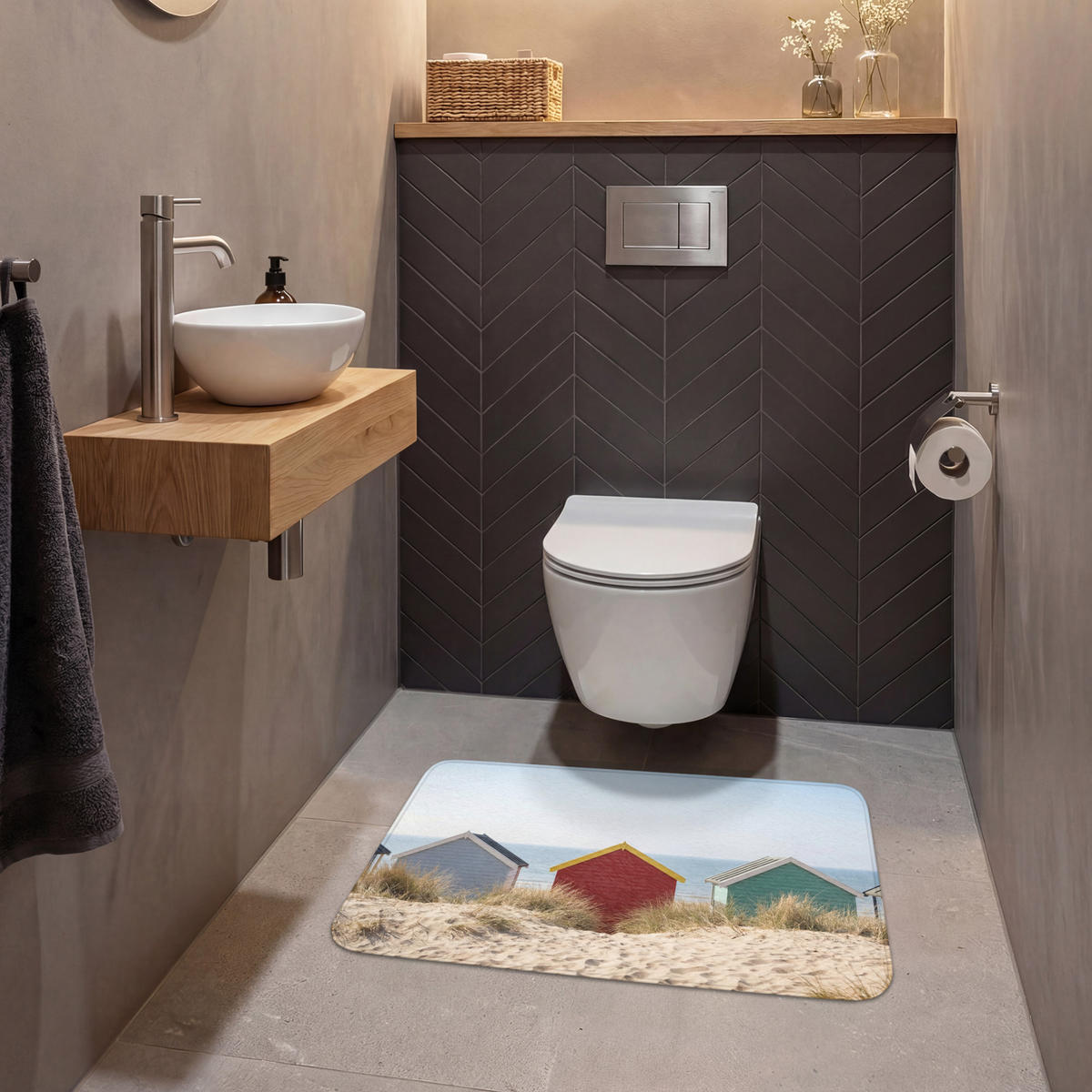 WC PŘEDLOŽKA Pláž - Chaty - Barevné - Duny 80x50 cm - různobarevná, textil/plast (80/1cm) - OnlyWow