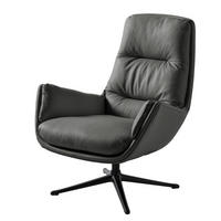 SESSEL mit Kreuzfuß - Schwarz/Grau, Leder/Metall (83/95/97cm) - home24