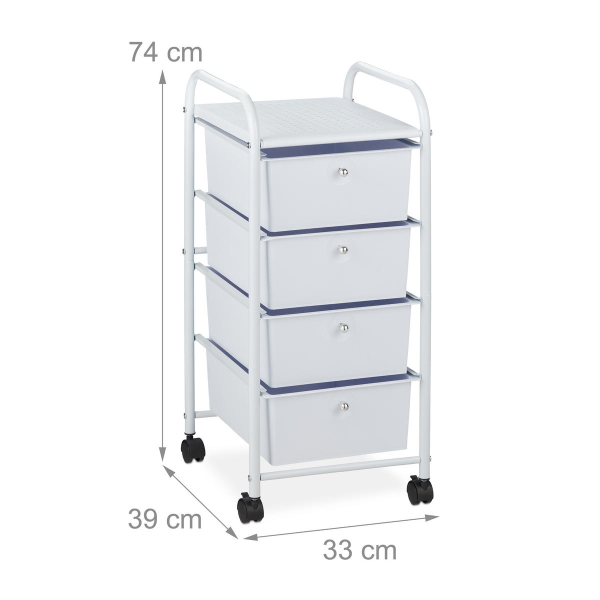 BADROLLWAGEN - Weiß, Kunststoff/Metall (33/74/39cm) - Relaxdays