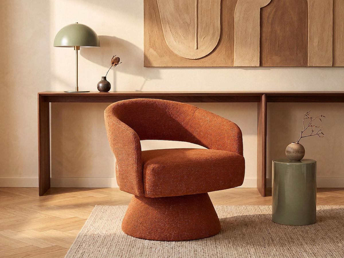 SESSEL mit gerader Rückenlehne - 1 Person - stoff - terracotta Fedote - Terracotta, Textil (71/72/68cm) - Vente-Unique