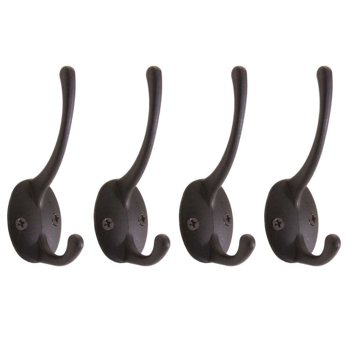 GARDEROBENHAKEN abgerundet Schwarz 4er-Set - Schwarz, Metall (3/8/4cm) - MCW