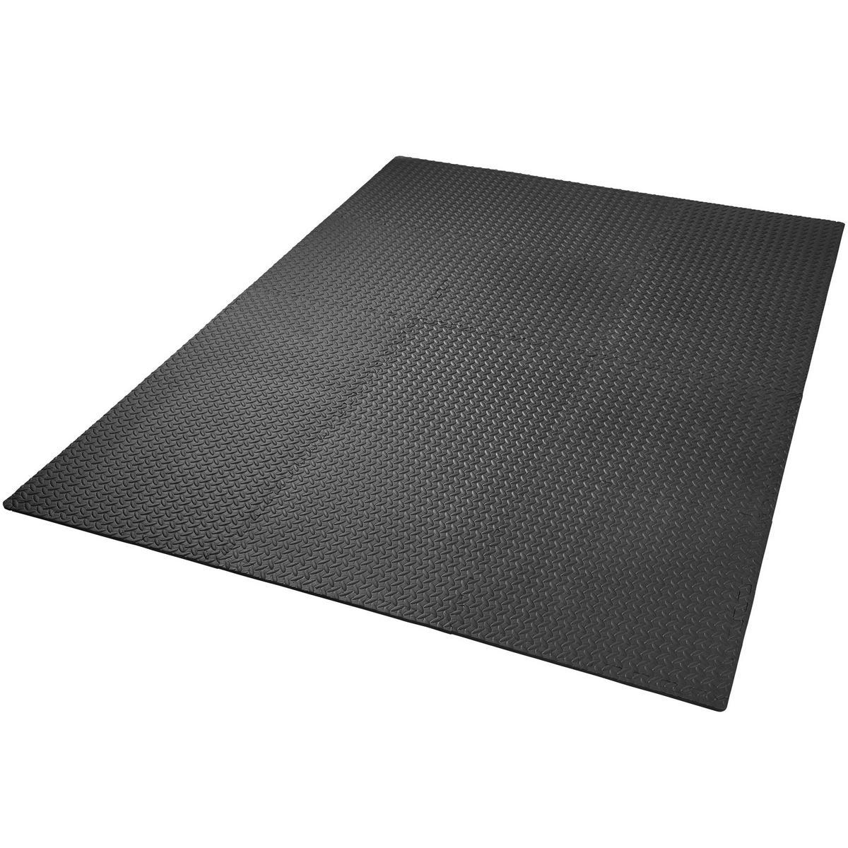 SCHUTZMATTENSET ,leichte Reinigung und flexibel erweiterbar,schwarz - Schwarz, Kunststoff (124/307cm) - tectake