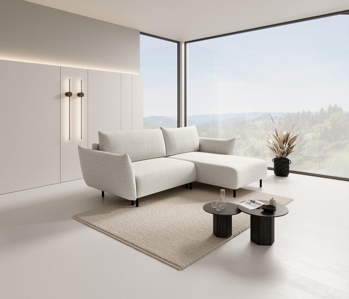 ECKSOFA Creme DELI Mit Schlaffunktion Auf Füßen Links - Beige, Textil (257/171cm) - Sepro Meble