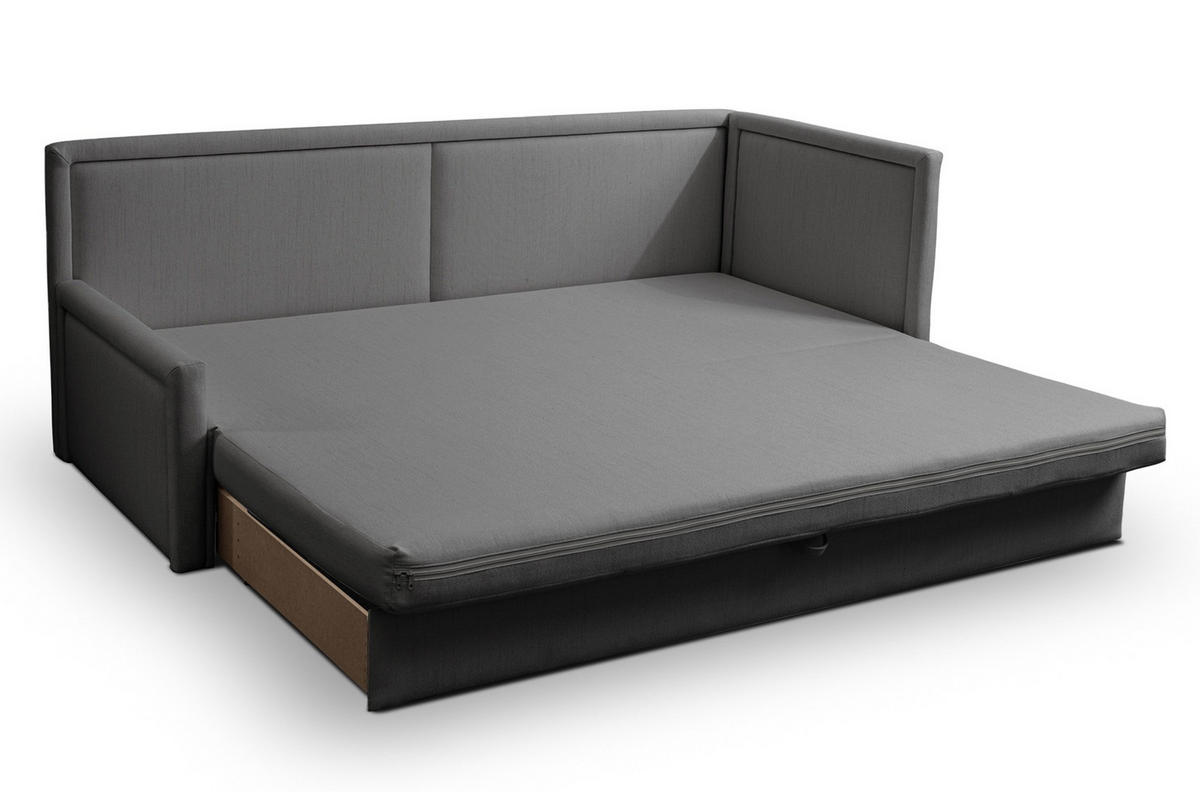JUGENDBETT Caprili Dunkelbeige mit Bettkasten - Dunkelgrau/Schwarz, Holz/Textil (163/189cm) - Selsey