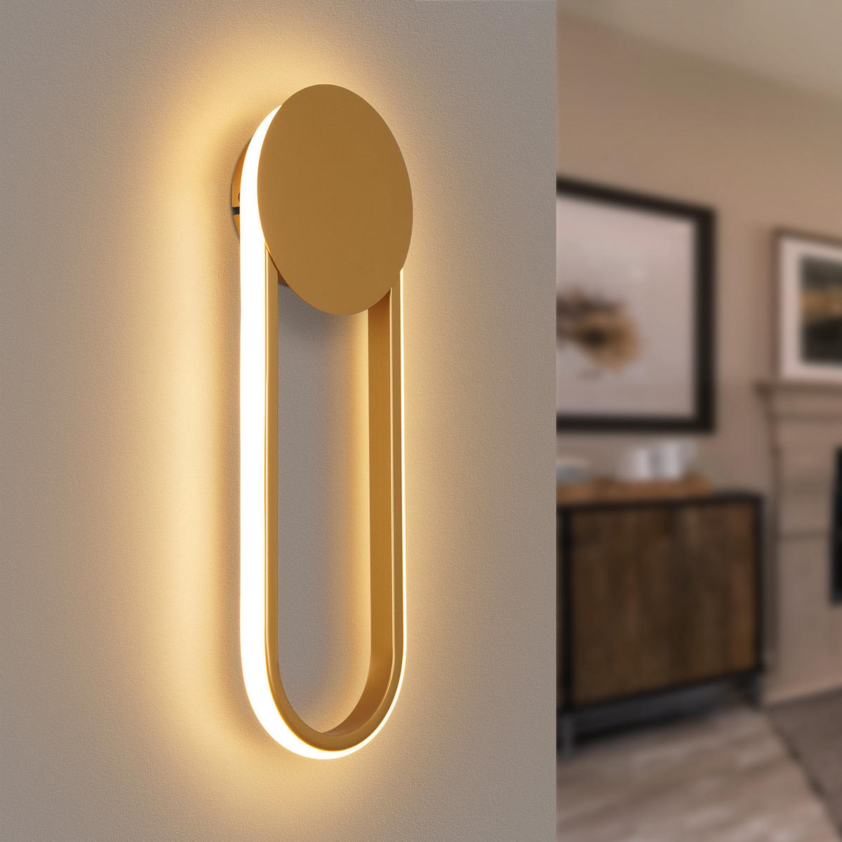 LED - WANDLEUCHTE Leuchtor 41.5/14/4 cm - Goldfarben, Metall (14/4/41.5cm) - ZMH