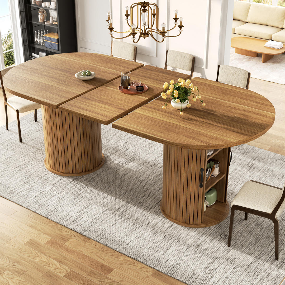 ESSTISCH Dunkelbraun 150–190×80×75 cm mit Auszugmechanismus, verdecktem Staufach und Metallrahmen aus Holzwerkstoff - Dunkelbraun, Holzwerkstoff (80/150/75cm) - Luhomfu