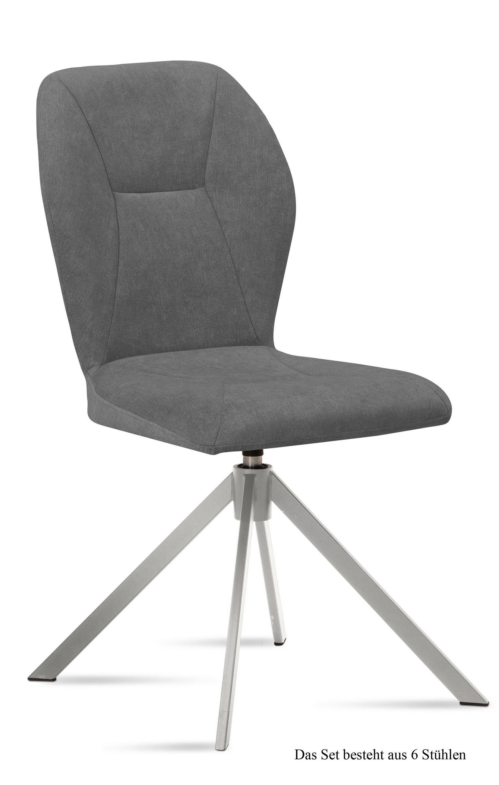 ESSZIMMERSTUHL drehbar (6er-Set) Deandra 51x92x60 Edelstahl/Grau - Edelstahlfarben/Grau, Kunststoff (60/92/51cm) - 58aufmkessel