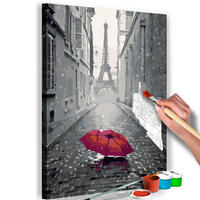 MALEN NACH ZAHLEN 40/50 cm - Rot/Grau, Textil (1.4/50cm) - KUNSTLOFT
