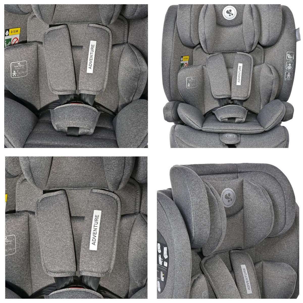 KINDERSITZ i-Size Adventure grau (76-150 cm) Kopfstütze verstellbar bis 36 kg - Grau, Kunststoff (46/78/40cm) - Lorelli
