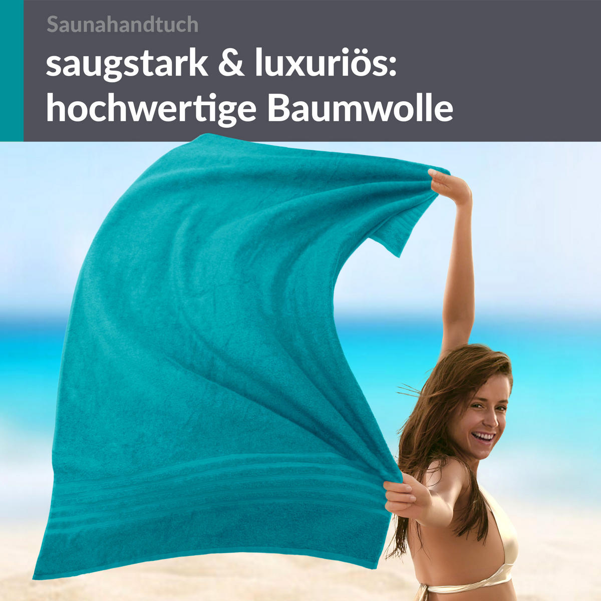 BADETUCH London Nautic Grün 100x200 cm - Smaragdgrün, Textil (100/200cm) - Lashuma