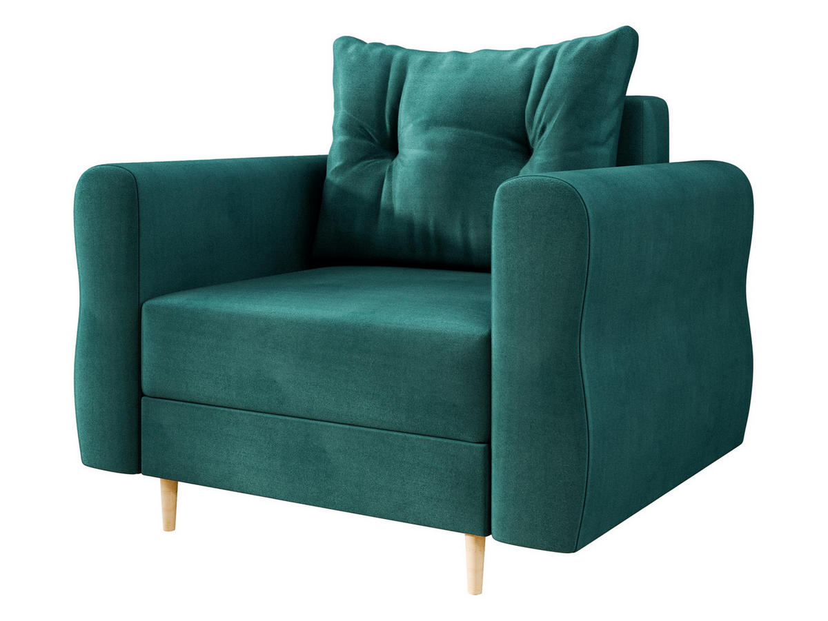 SESSEL Zako - Türkis/Naturfarben, Holz/Textil (106/85/77cm) - MIRJAN24