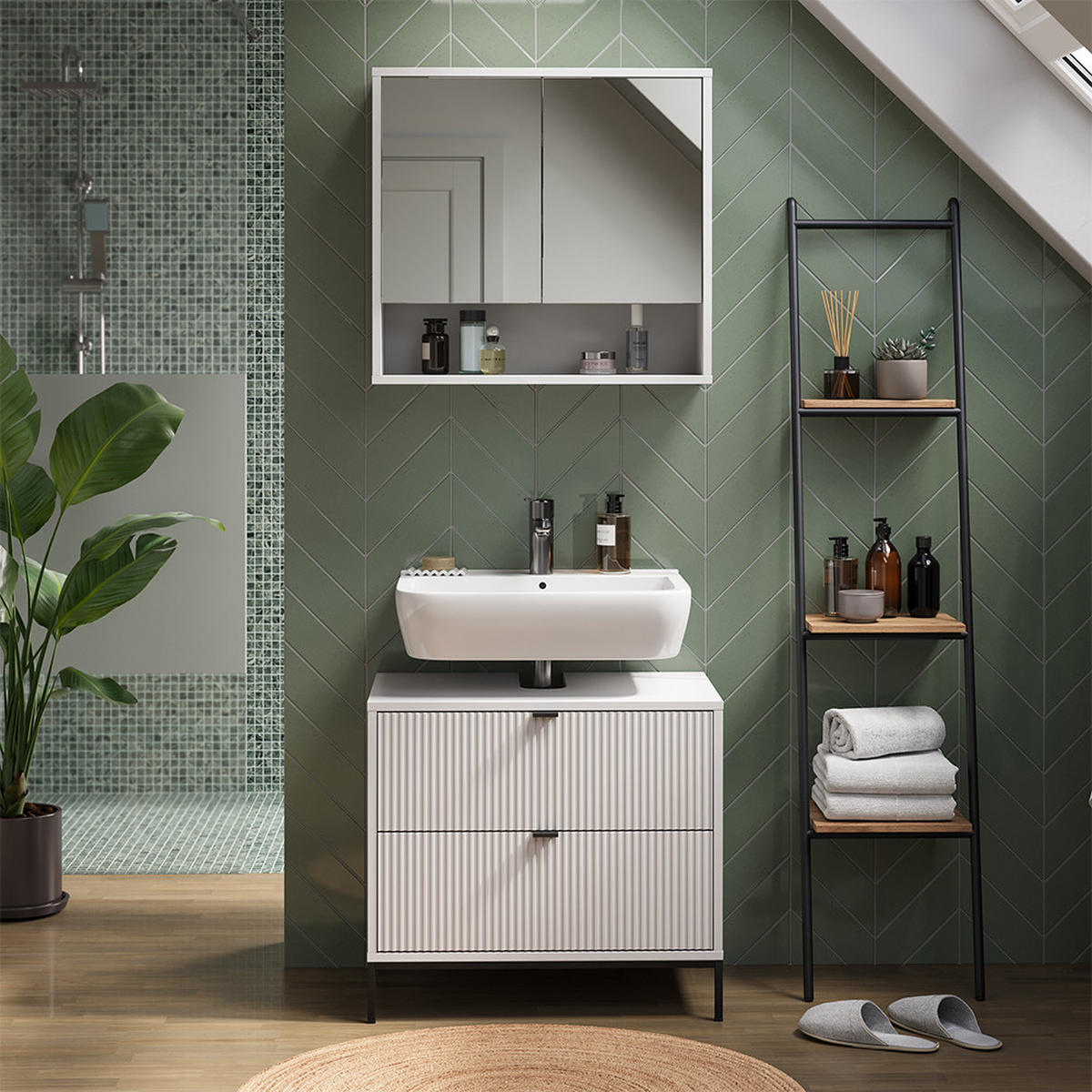 WASCHBECKENUNTERSCHRANK Eliza Weiß 70 x 63 cm mit 2 ausziehbaren Schubladen - Weiß, Holzwerkstoff (70/63/45.1cm) - Vicco