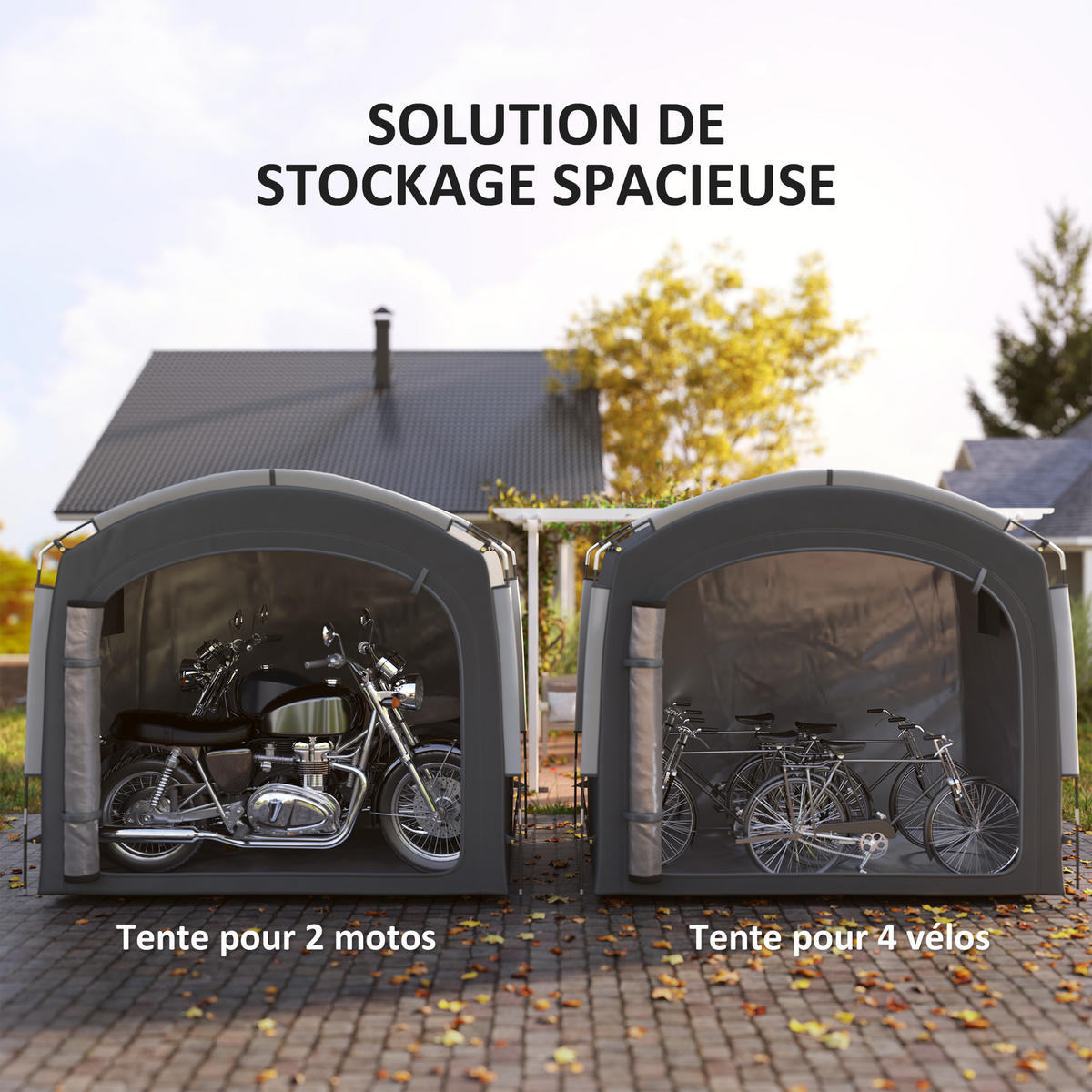 FAHRRADGARAGE DE-12648 205/140/188 cm mit 2 Seitentaschen Dunkelgrau - Dunkelgrau, Textil (150/195/220cm) - ComfortXL