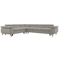ECKSOFA NORDEN L - Hellgrau Stukture - Rechts Seite - Hellgrau/Schwarz, Textil/Metall (329/269cm) - MKS