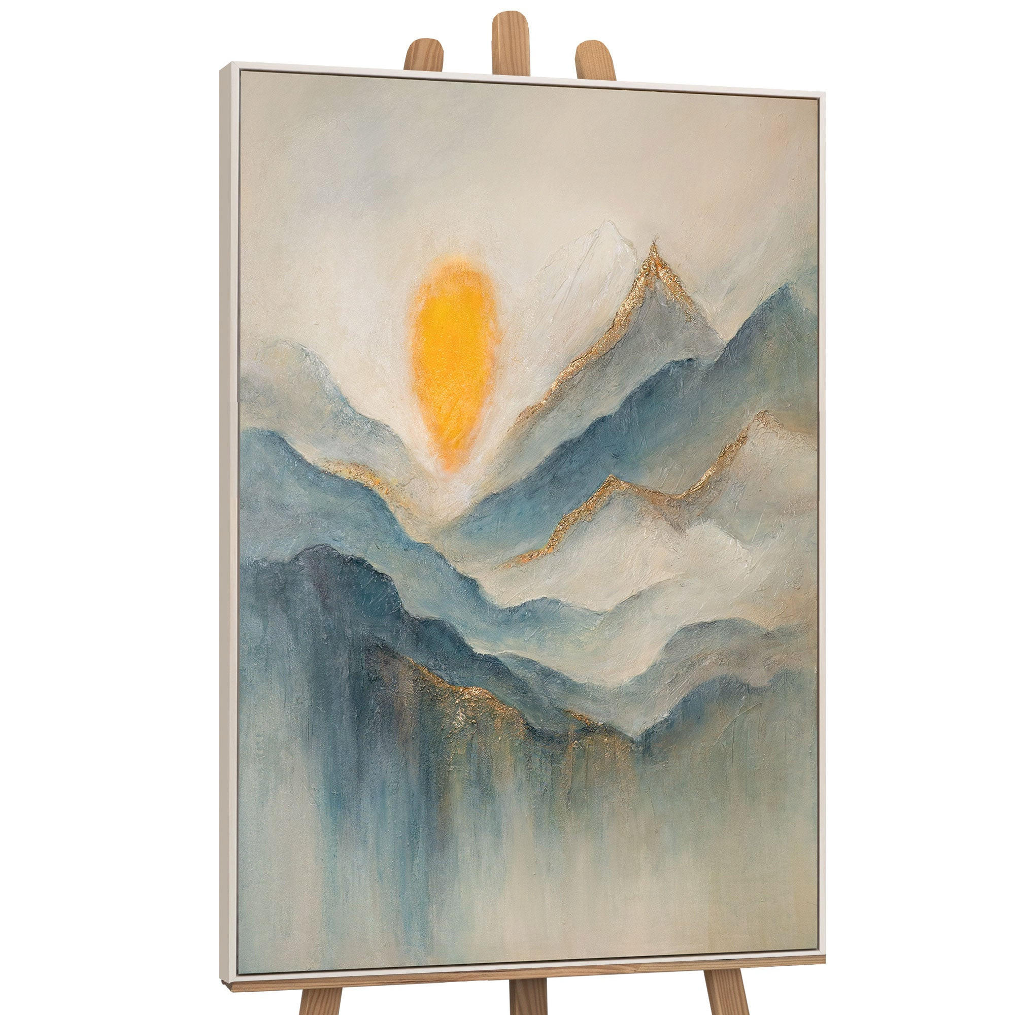 GEMÄLDE Morgendämmerung in den Wolken Schattenfugenrahmen Beige 120x80 cm - Beige, Holz (120/80cm) - YS-art gallery