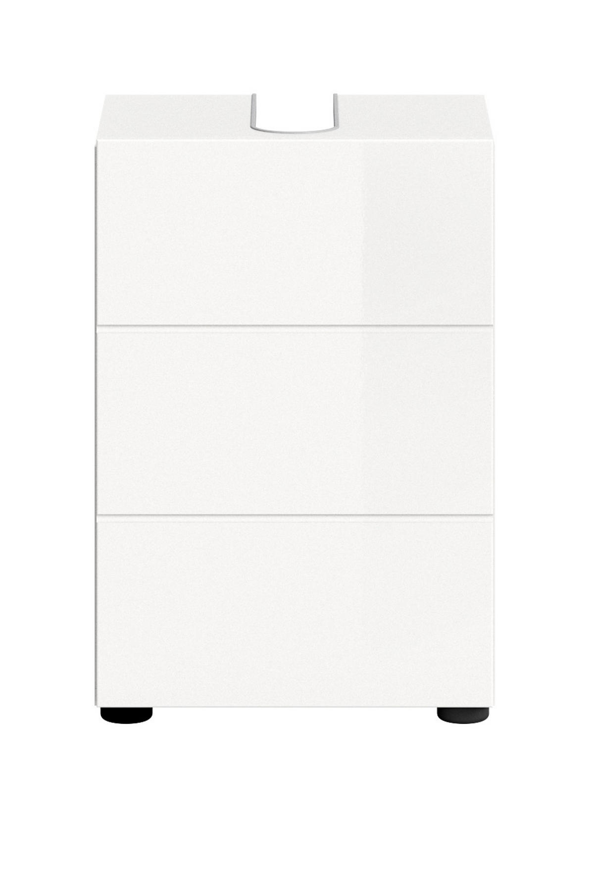 WASCHBECKENUNTERSCHRANK weiß Hochglanz 38 cm, Badezimmer Unterschrank 1-türig - Weiß Hochglanz/Schwarz, Holzwerkstoff/Kunststoff (38/56/34cm) - Inn.Furn