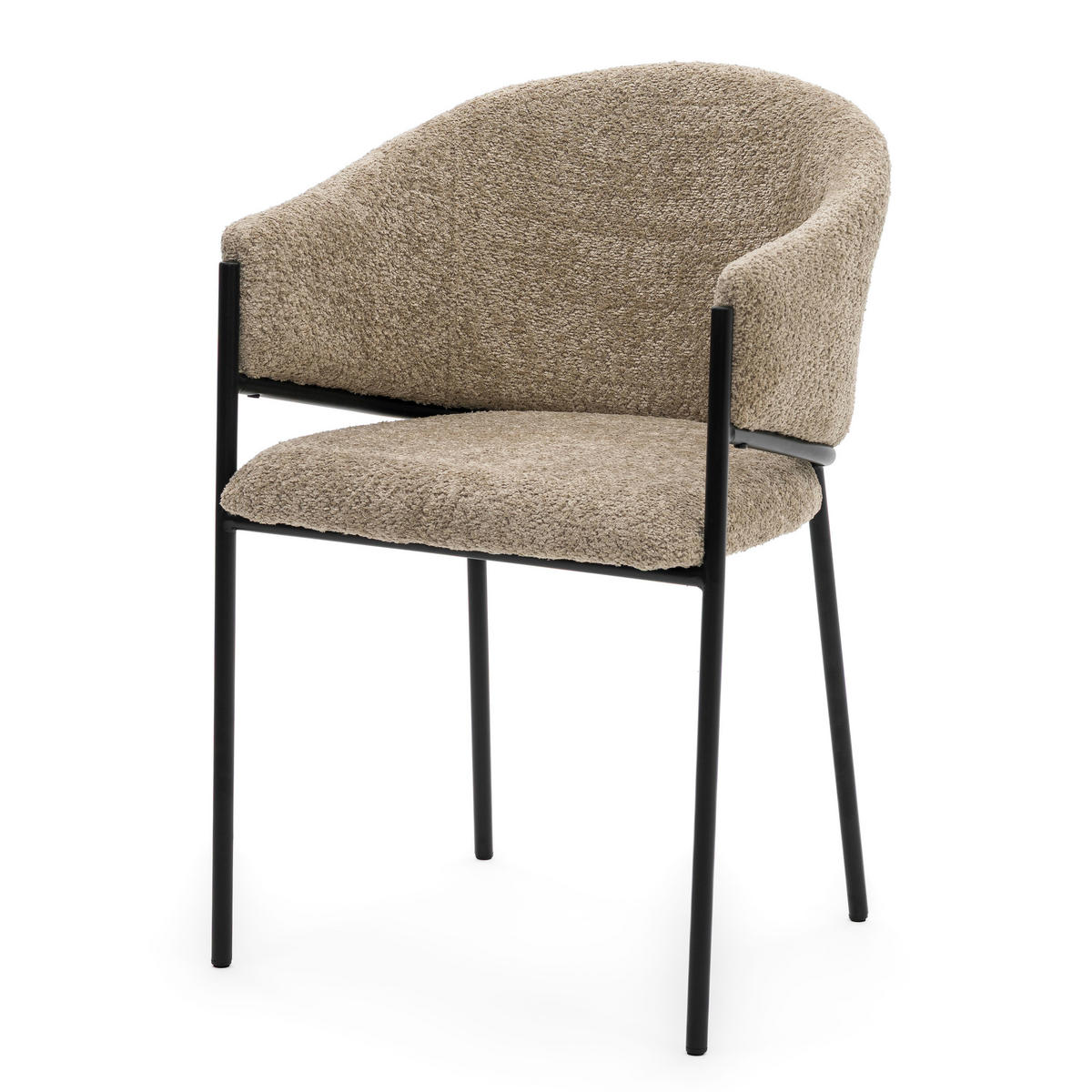 STUHL BUENO gespolsterter - beige - Glamour Boucle Chenille - Ecru/Beige, Textil/Metall (55/83/56cm) - NEW HOME