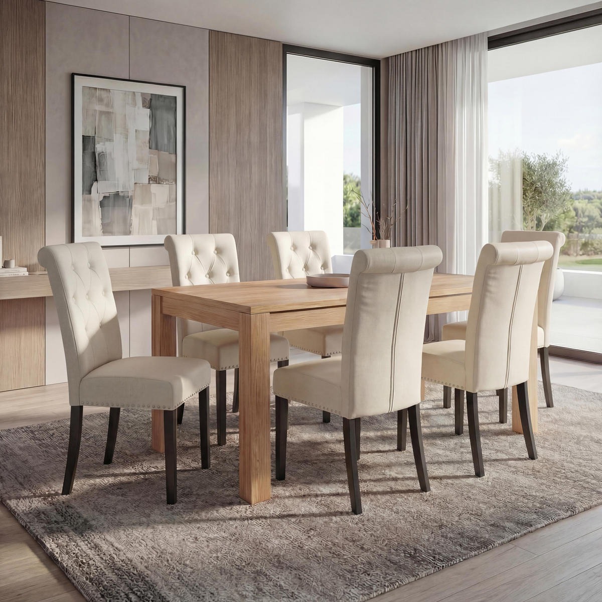 ESSZIMMERSTUHL FIELD Beige, Dunkelbraun 6er-Set - Beige/Dunkelbraun, Textil (47/98/62cm) - MCW