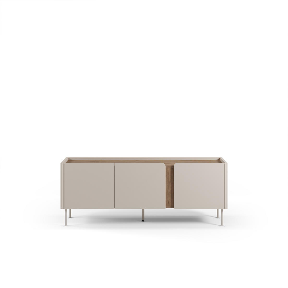 TV-MÖBEL mit 3 Türen aus Holz und Metall L140cm - BOXY - Beige - Beige, Holz (140/53/35cm) - Drawer