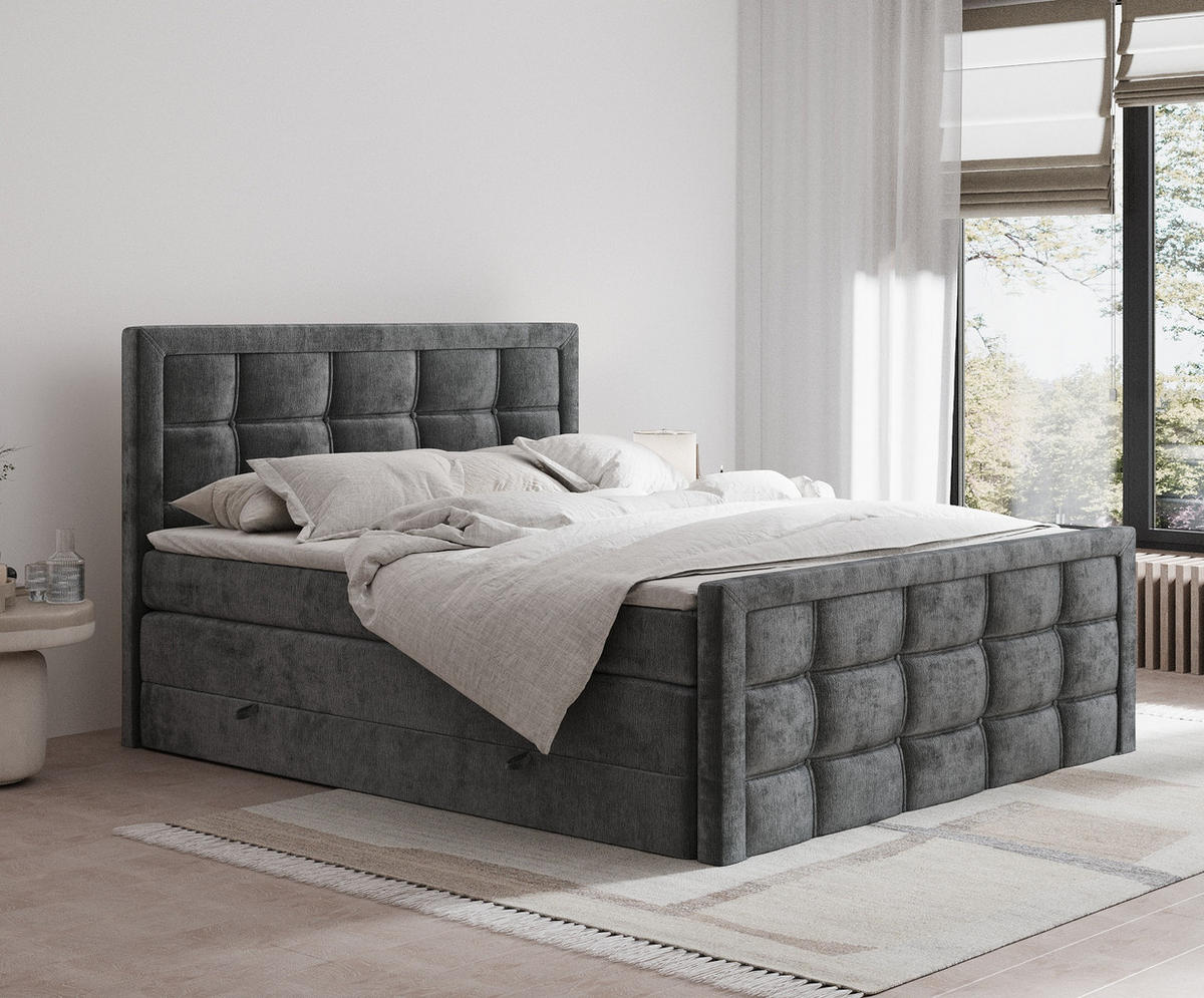 BOXSPRINGBETT Ambrosia Anthrazit 180/200 cm - Anthrazit/Schwarz, Holz/Holzwerkstoff (180/200cm) - Maison de Reve