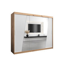 SCHWEBETÜRENSCHRANK 200/250/62 3-türig - Silberfarben/Weiß, Holz/Kunststoff (250/200/62cm) - Abiks Möbel