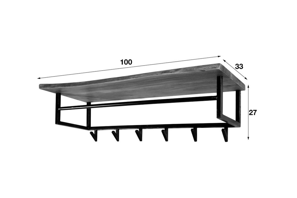 GARDEROBE NEREA Schwarz Akazie - Schwarz, Metall (100/27/33cm) - KAWOLA