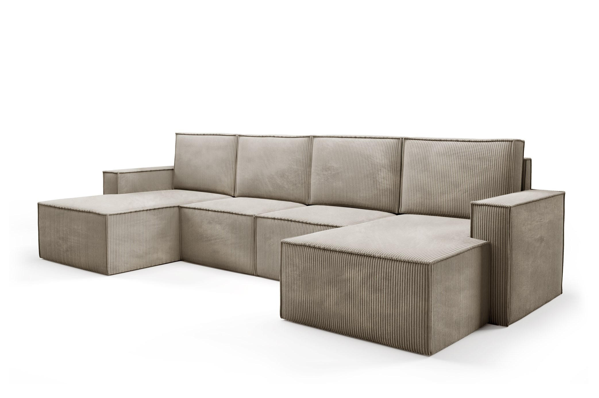 WOHNLANDSHAFT Orto Hellbraun - Hellbraun, Holzwerkstoff/Textil (320/93/142cm) - Bettso