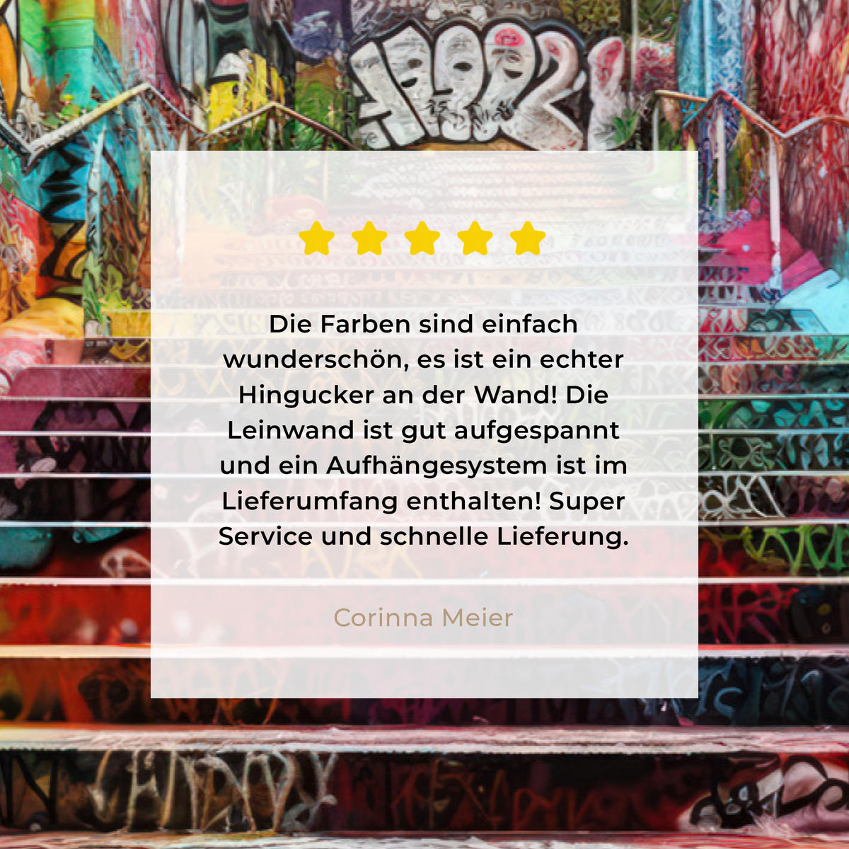 LEINWANDBILD Treppe - Graffiti - Farben - Kunst Groß 140x90 cm - Multicolor, Textil (140/90cm) - MuchoWow