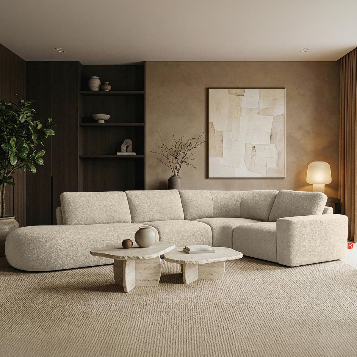 ECKSOFA LINKS ZUCCO, Hellbeige - Hellbraun, Holz/Holzwerkstoff (224/373cm) - KONSIMO®
