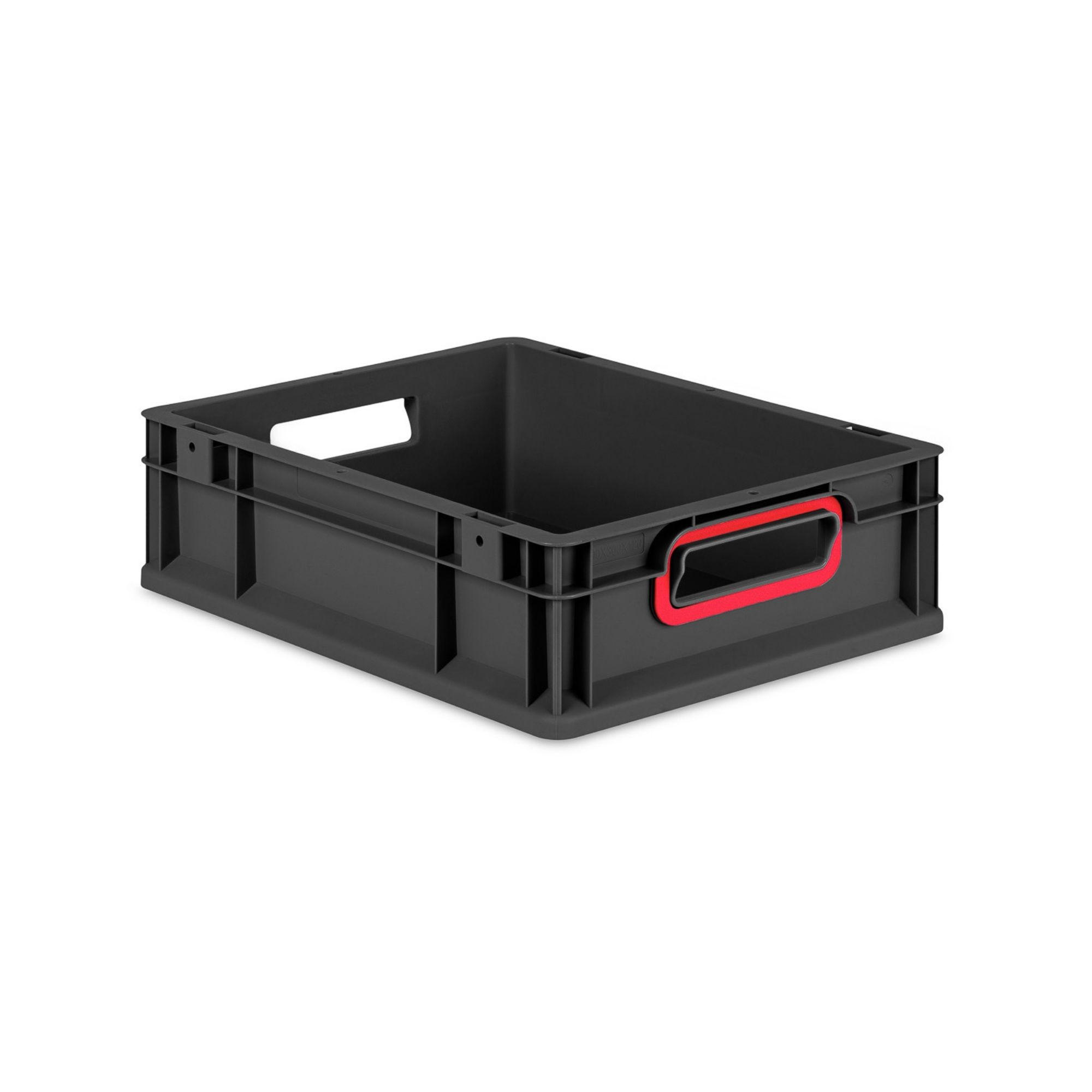 EUROBOX NextGen Color 12x30x40 cm 11 Liter Griffe rot offen, Schwarz - Rot/Schwarz, Kunststoff (30/12/40cm) - PROREGAL