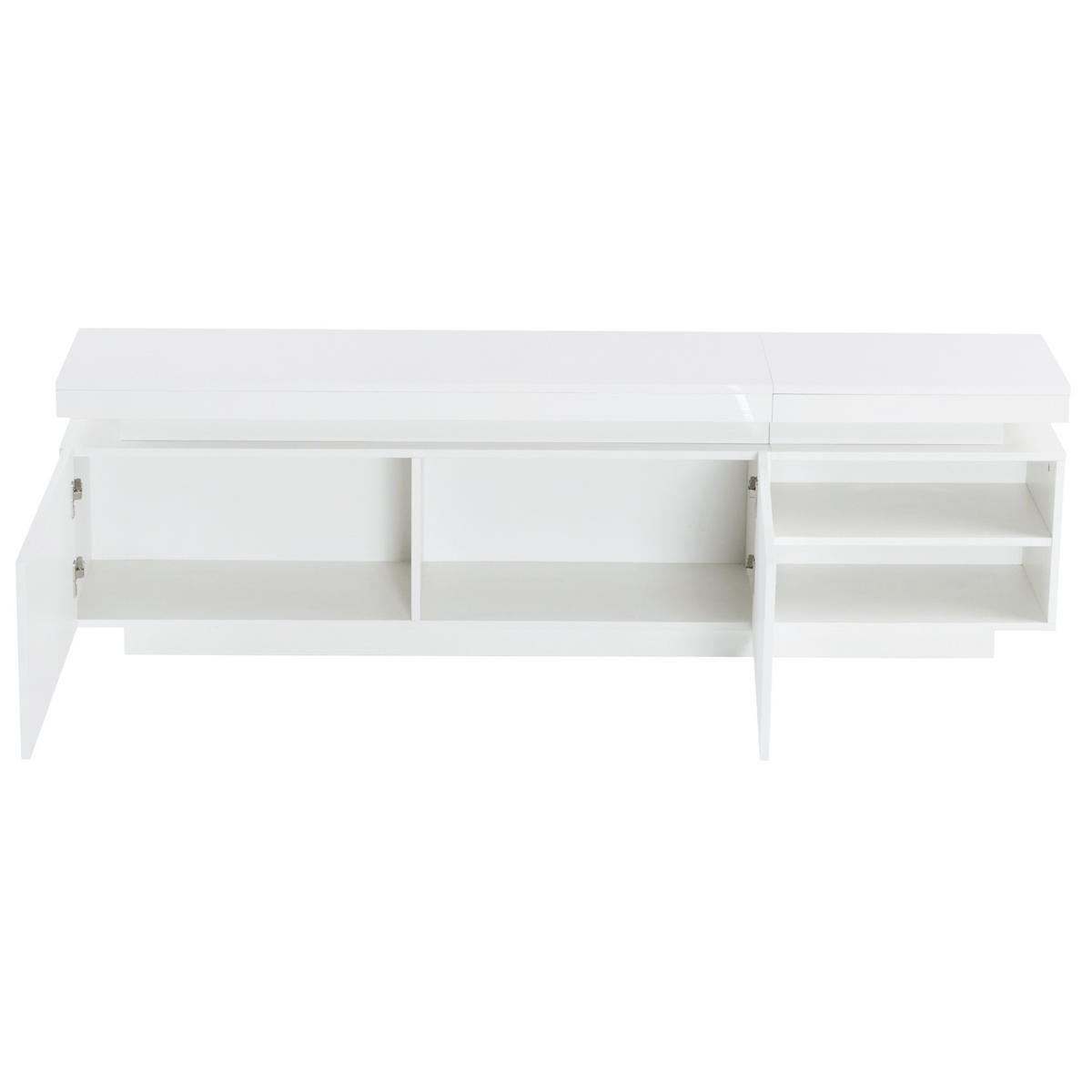TV-LOWBOARD aus Spanplatte 170x35x50 cm Weiß mit LED-Beleuchtung, Stauraum und Kabelmanagement - Weiß, Holzwerkstoff (170/50/35cm) - IVMEU