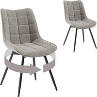 ESSZIMMERSTUHL 2er Set, aus Samt, Hellgrau - Hellgrau/Schwarz, Textil/Metall (46/83.5/60.5cm) - Woltu