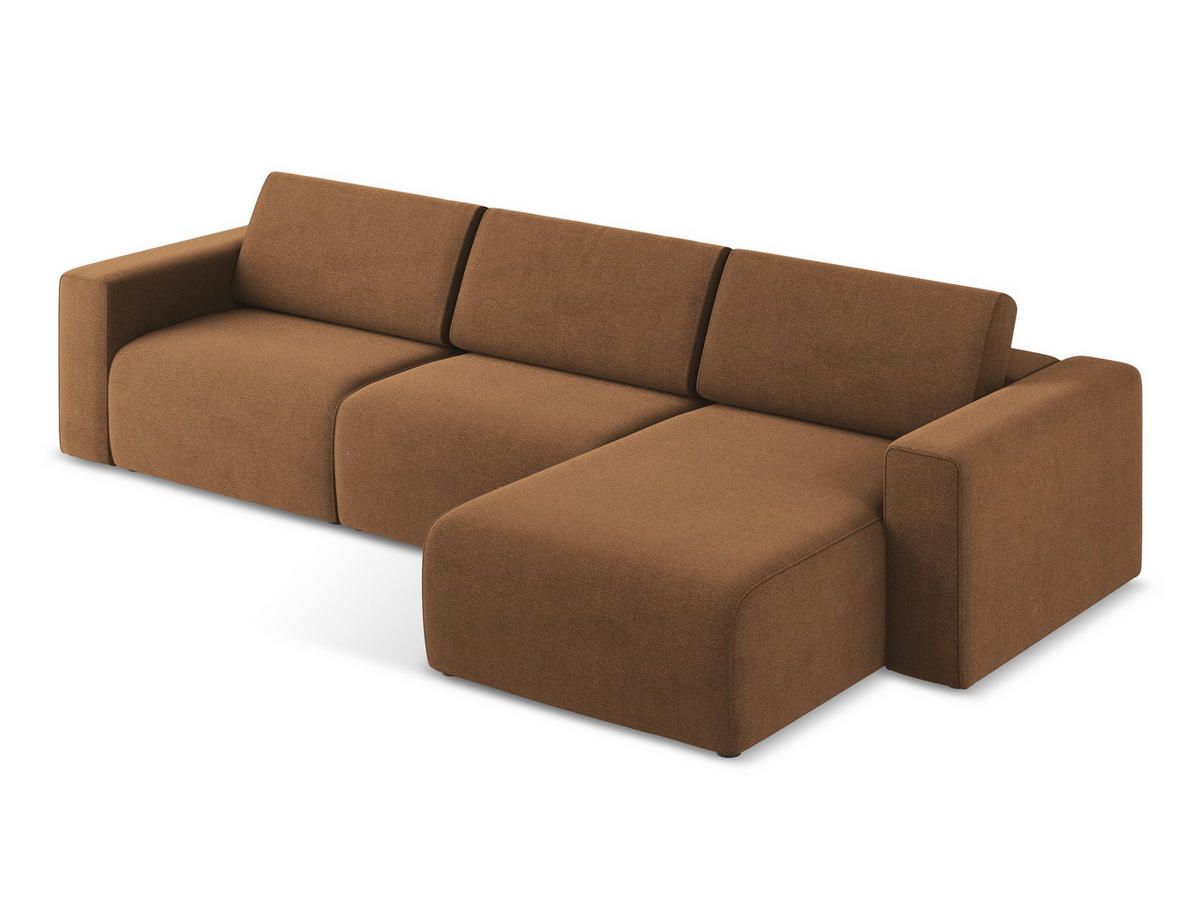 ECKSOFA Links Strukturstoff Stoff Orange - Beige/Terracotta, Kunststoff/Textil (314/167cm) - Makamii