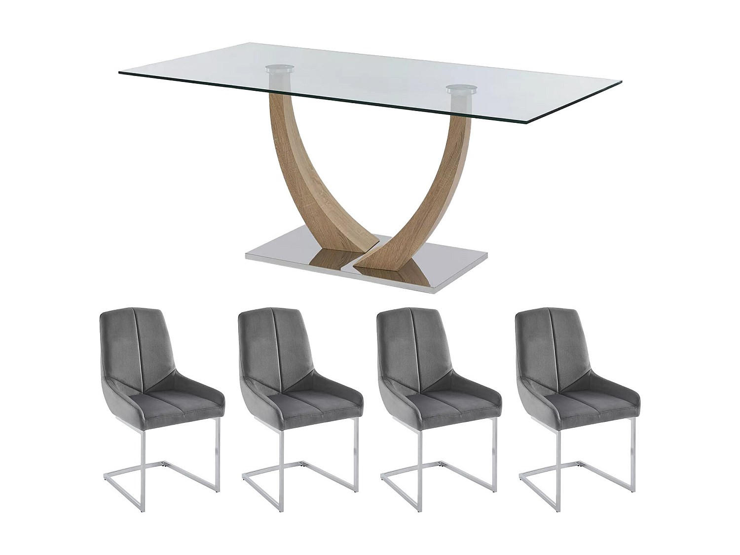 Vente-Unique Essgruppe Transparent 180x75x90 cm